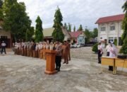 Upacara di SMPN 1 Bandar Baru Polres Pidie Jaya Ajak Pelajar Cegah Kenakalan Remaja