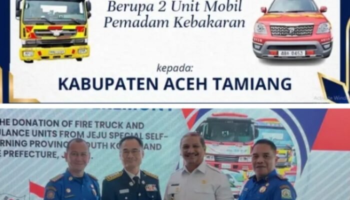 Bupati Aceh Tamiang Terima Bantuan Hibah Armada Damkar dari Korsel