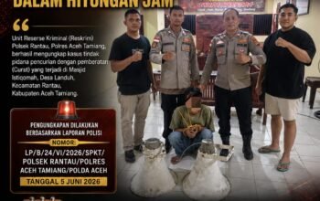 Gerak Cepat Polsek Rantau, Pencuri Toa Masjid Diringkus dalam Hitungan Jam