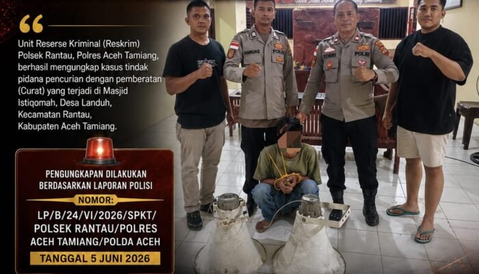 Gerak Cepat Polsek Rantau, Pencuri Toa Masjid Diringkus dalam Hitungan Jam