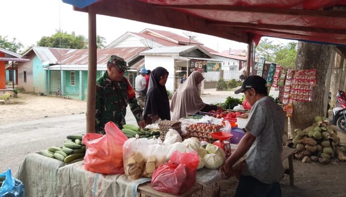 Antisipasi Inflasi, Babinsa Cek Langsung Harga Sembako di Pasar Tradisional