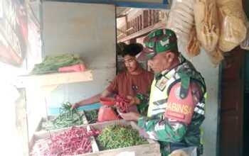 Babinsa Monitoring Harga Kebutuhan Pokok di Pasar Alur Cucur, Jaga Daya Beli Masyarakat