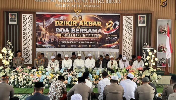 Polres Aceh Tamiang Menggelar Dzikir Akbar dan Doa Bersama  Dalam rangka Hari Bhayangkara Ke 80