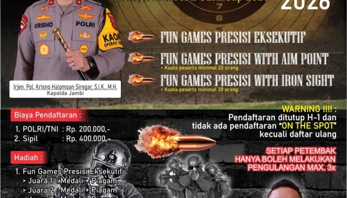 Pengprov Perbakin Jambi dan Polda Jambi akan Gelar Kejuaraan Menembak Kapolda Cup 2026