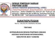 Resmi ! DPD ASWIN Tetapkan Kepengurusan DPC Aceh Tamiang Periode 2026–2031, Wujudkan Pers Profesional dan Berintegritas