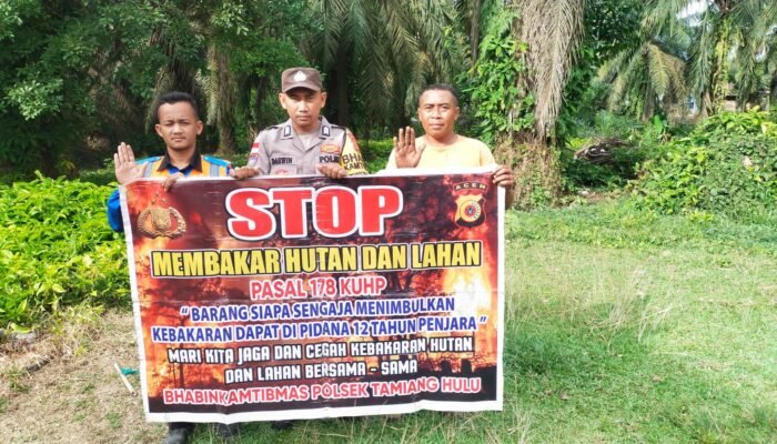 Polsek Tamiang Hulu Berikan Himbauan Larangan Karhutla cegah Kebakaran Hutan dan Lahan