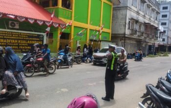 Strong point Pagi Jadi Garda Keselamatan Pelajar, Sat Lantas Polres Aceh Tamiang Perkuat Pengaturan Lalu Lintas
