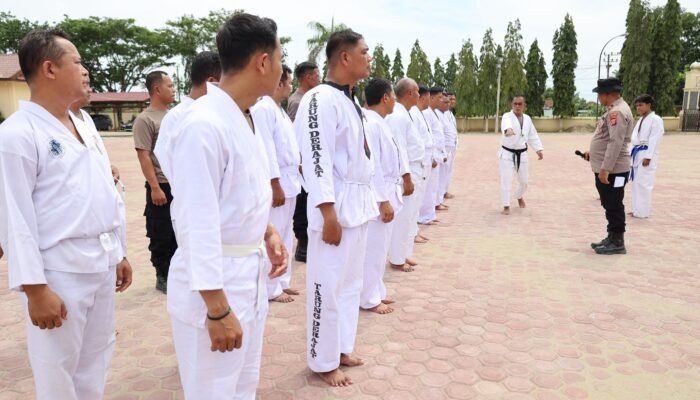 Uji Ketangkasan, Personel Polres Aceh Tamiang Ikuti Ujian Beladiri Polri