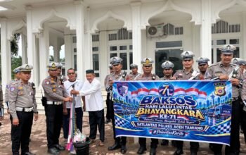 Jelang Hari Lalu Lintas Bhayangkara ke-71, Satlantas Polres Aceh Tamiang Anjangsana Purnawirawan Polri