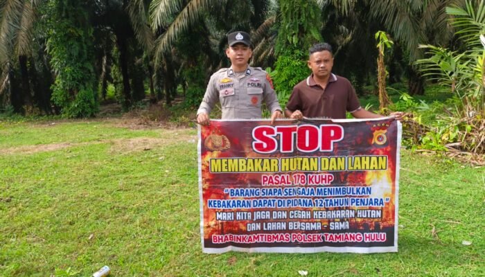 Cegah Karhutla, Polsek Tamiang Hulu Berikan Himbauan Larangan Membuka Lahan Dengan Membakar
