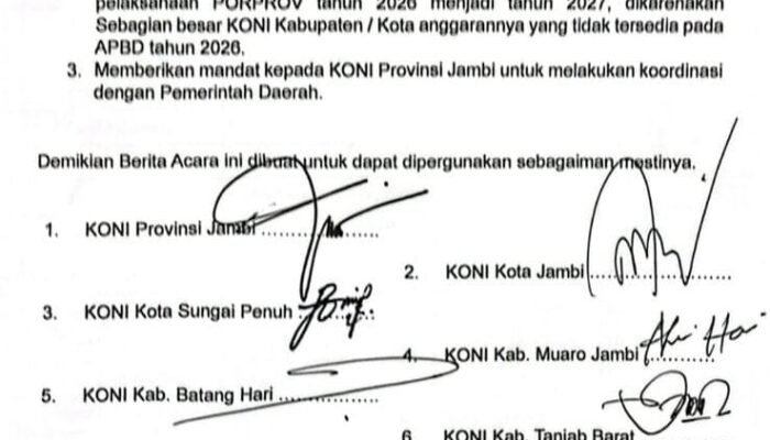 Rakerprov Jambi Putuskan PORPROV Jambi XXIV di Jadwalkan pada Tahun 2027