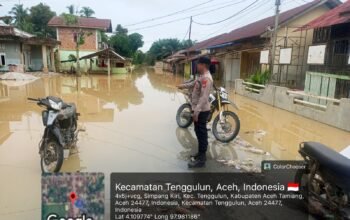 Polsek tenggulun monitoring banjir debit air mulai surut sejumlah akses jalan masih terputus