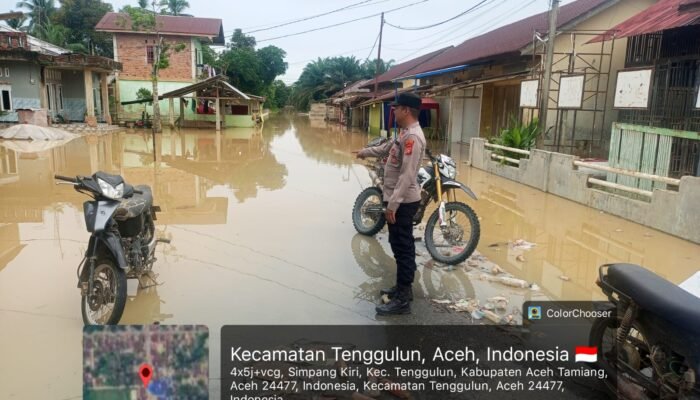 Polsek tenggulun monitoring banjir debit air mulai surut sejumlah akses jalan masih terputus