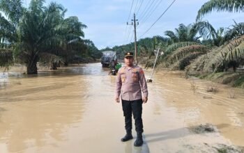 Kapolsek tenggulun IPDA Muhammad saifoel Azhari s.h intensifkan pemantauan banjir,akses jalan semadam- tenggulun Tamiang hulu terputus
