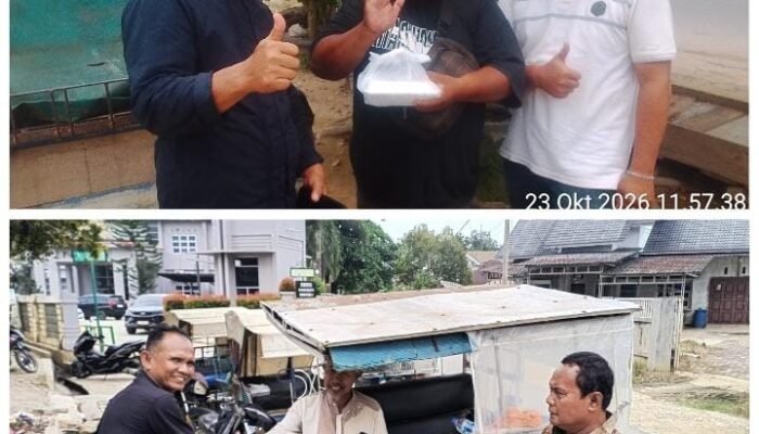 Tak Sekadar Menulis Berita, Gerakan Wartawan Peduli Turun Langsung Berbagi Nasi Kotak kepada Tukang Becak